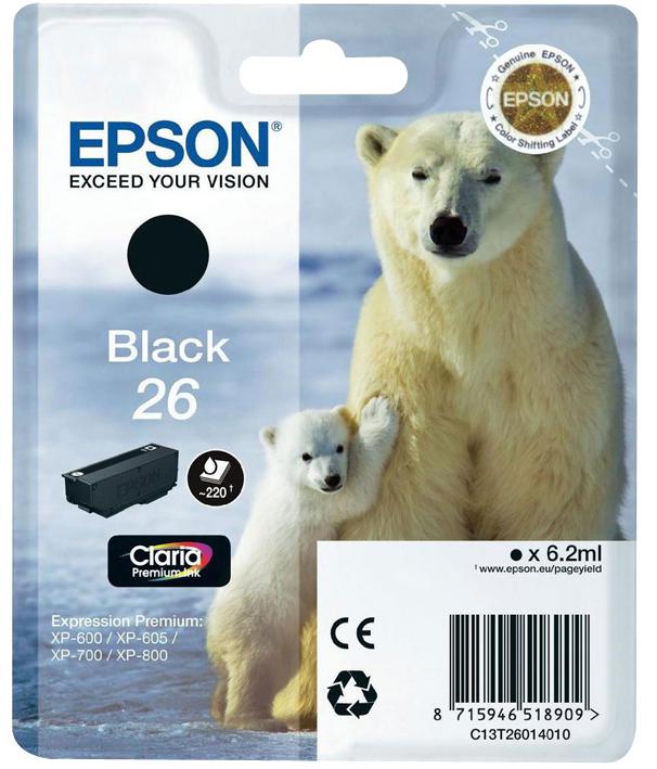 Epson C13T26014010 Ink Cartridge, T2601, Black, Epson