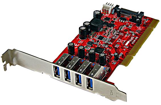 Startech Pciusb3S4 Card, 4 Port Pci Usb3.0 Plus Sata Power