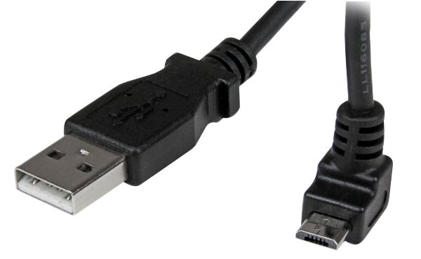 Startech Usbaub2Mu Lead, Usb A-Up Angle Micro B, 2M Black