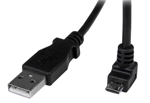 Startech Usbaub2Md Lead, Usb A-Down Angle Micro B, 2M Black