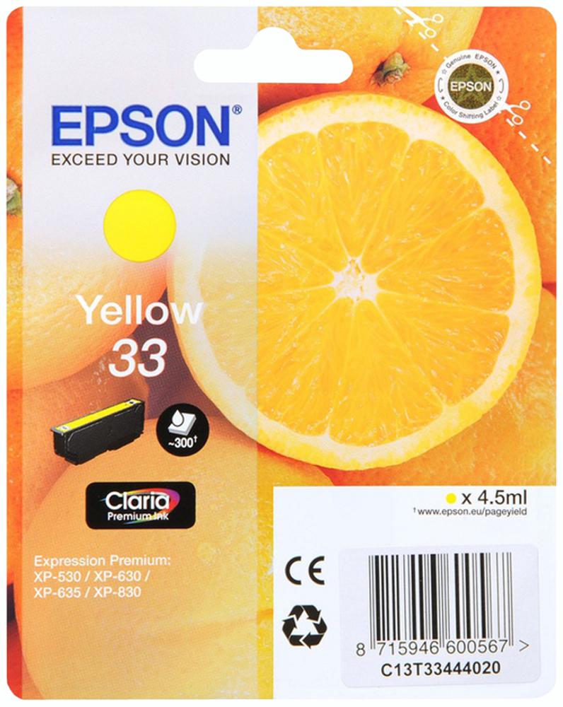 Epson C13T33444010 Ink Cartridge, T3344, Yellow, Epson