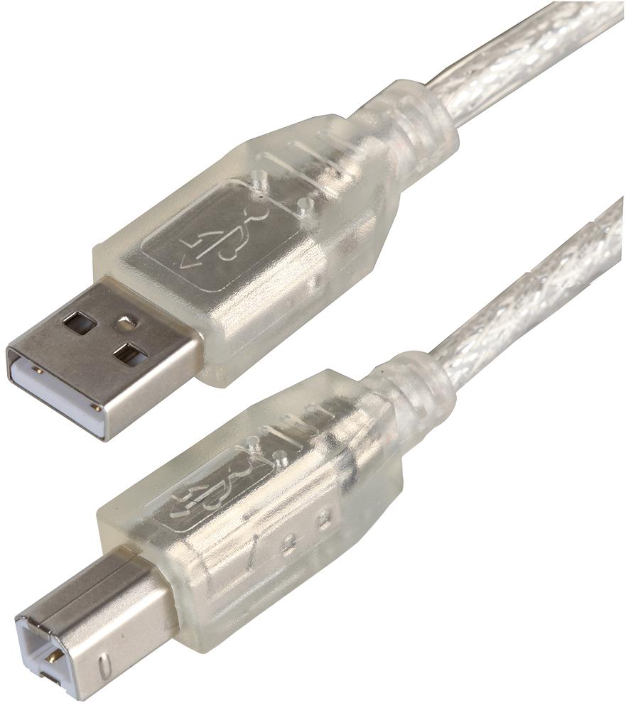 Pro Signal Psg91439 Lead, Usb2.0 A Male-B Male, Clear 5M