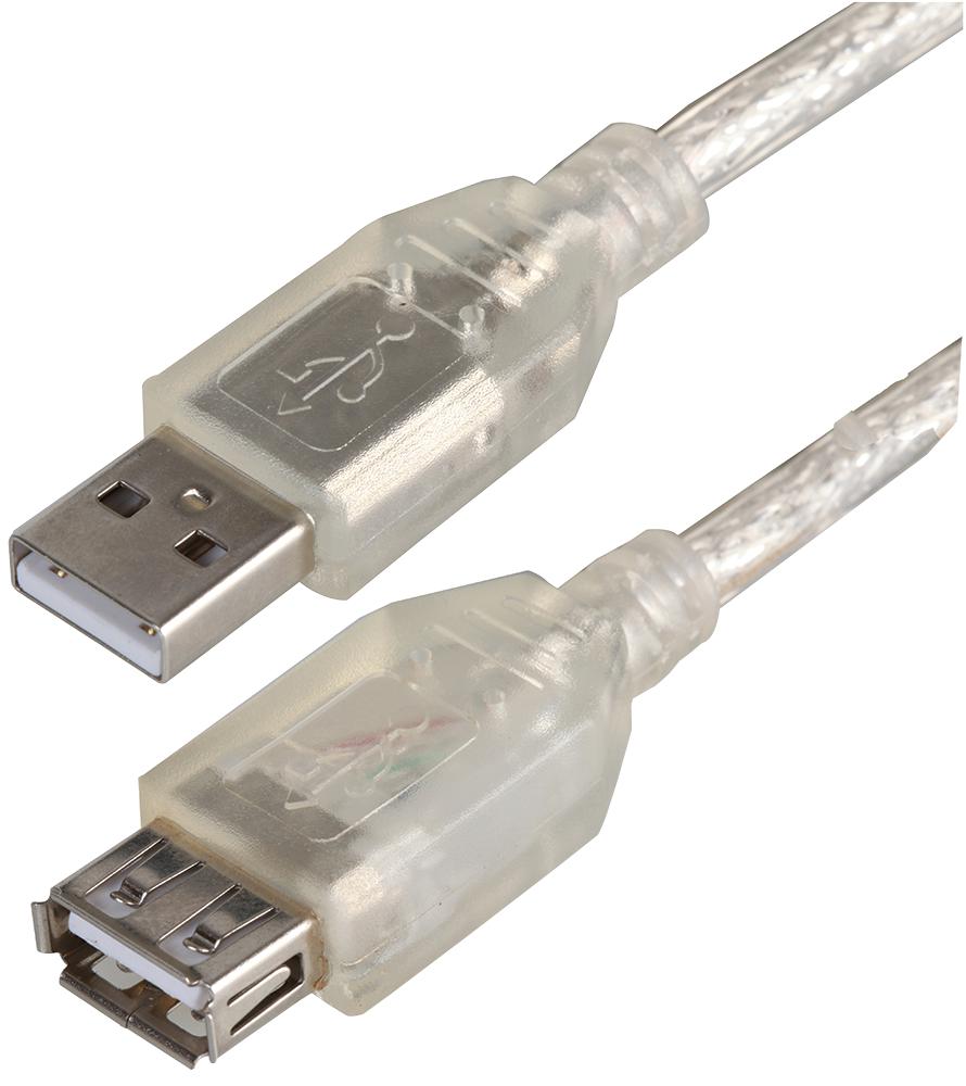 Pro Signal Psg91445 Lead,usb2.0 A Male - A Female, Clear 3M