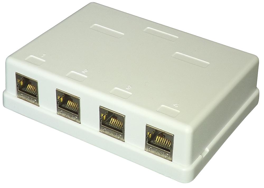 Tuk Sekh4 Cat 8 Surface Mount Socket, 4 Port