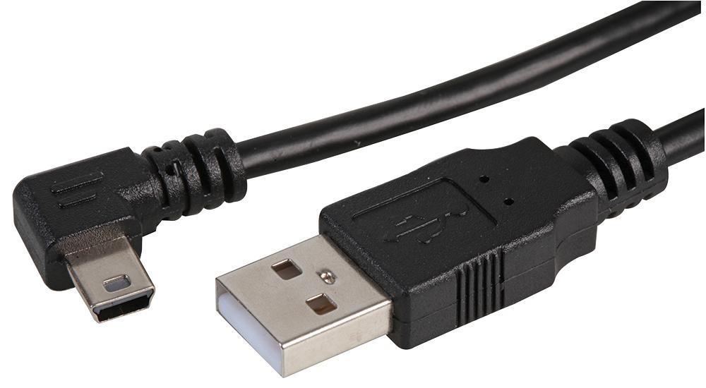 Pro Signal Psg91618 Lead, Usb2.0 A Male-Rt Angle Mini B 1M