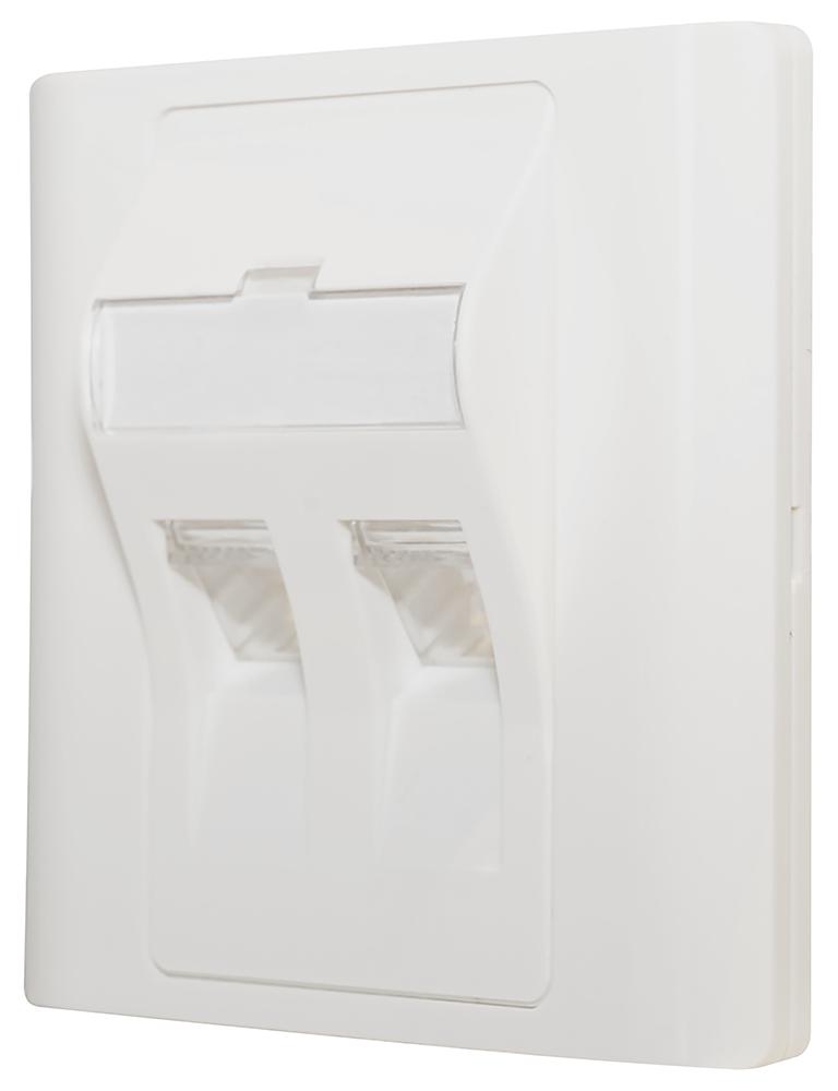 Tuk Kp45K2 Angled Keystone Faceplate, 2P, Abs, Wht