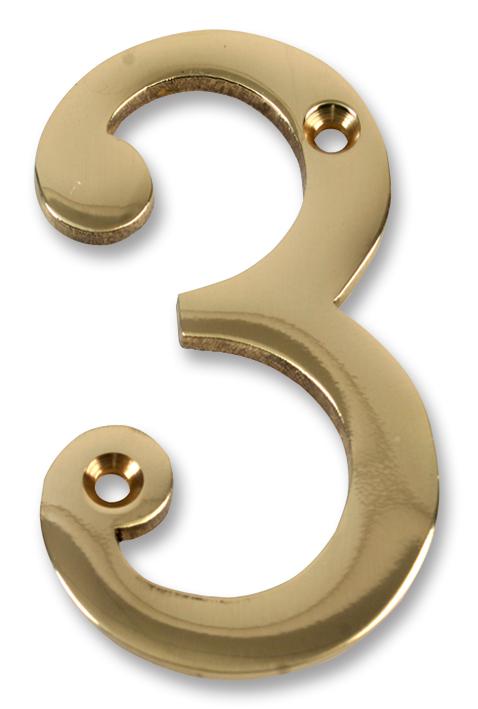 Duratool D01253 Numeral, 3, Brass, No '3'