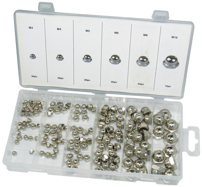 Duratool D01902 Hex Nut Set, Domed, 150Pcs