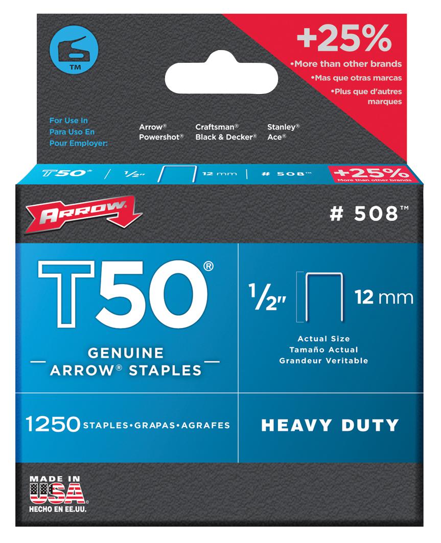 Arrow Fastener 500124 12mm Staples (Pk1250)