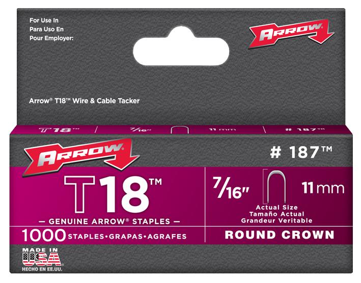 Arrow Fastener T18S-716. Staples, 11mm (Pk 1000)