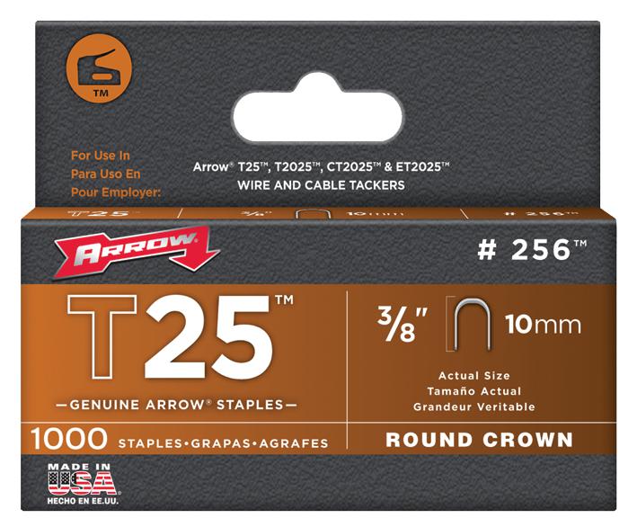 Arrow Fastener T25S-38. Staples For T-25, 10mm (Pk 1000)