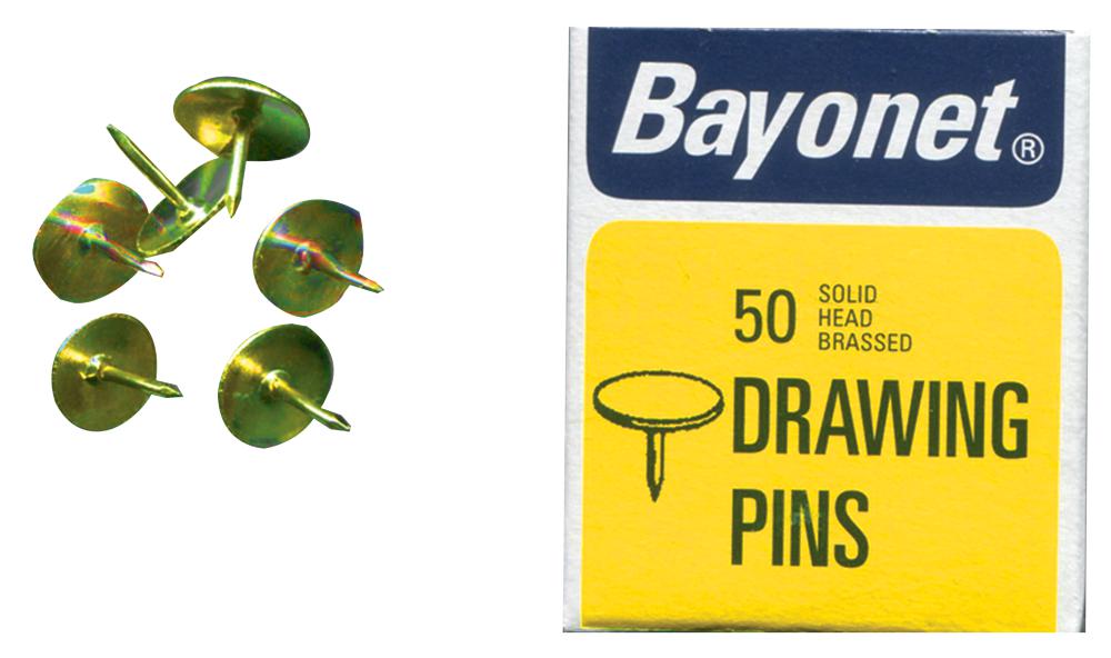 Bayonet 10404 Drawing Pins (Solid)Brassed 10mm (Pk50)