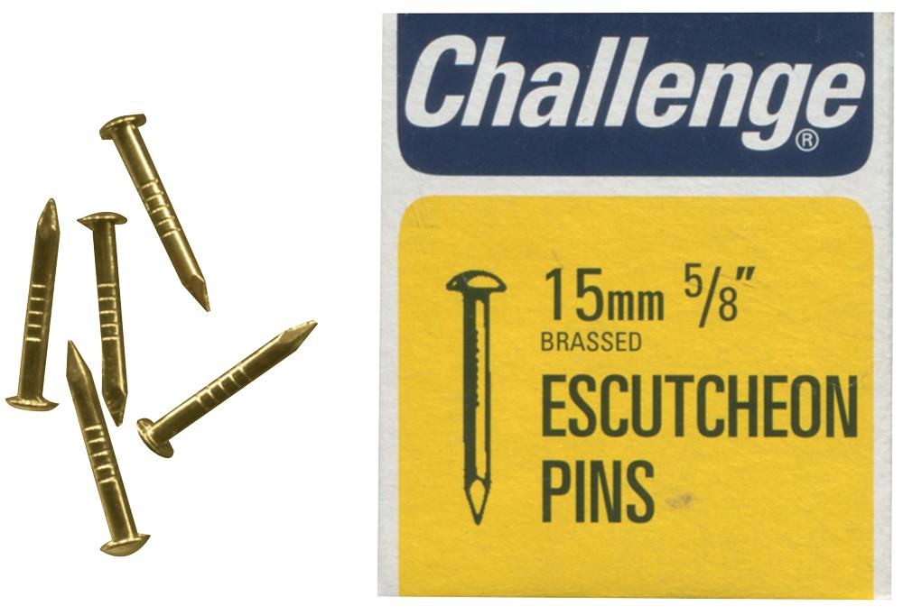 Challenge 11410 Escutcheon Pins Brassed, 15mm (40G)