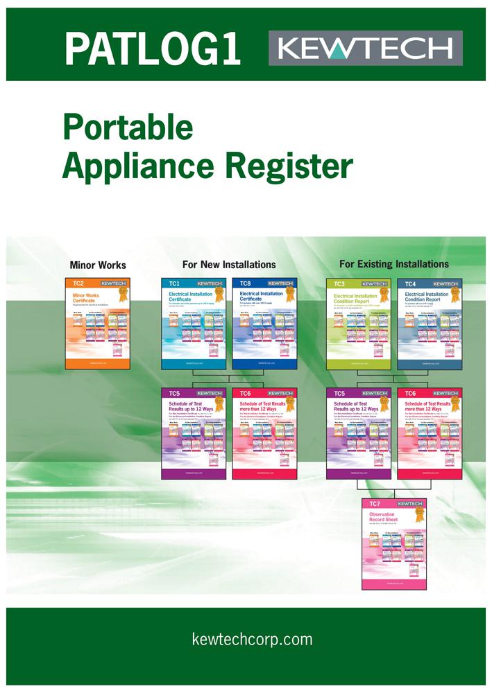 Kewtech Patlog1 Pat Register Book, Multiple Sites