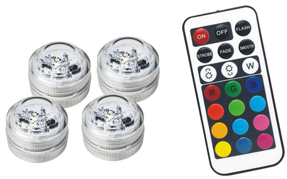 Pro Elec Pel01305 Rgb Remote Control Led Light 4Pk