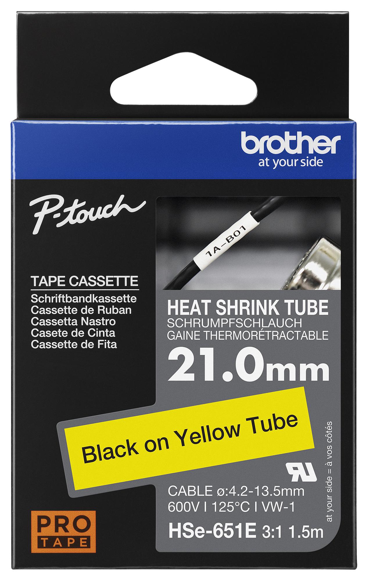 Brother Hse651E Wire Marker, Blk On Ylw, 1.5Mx21mm