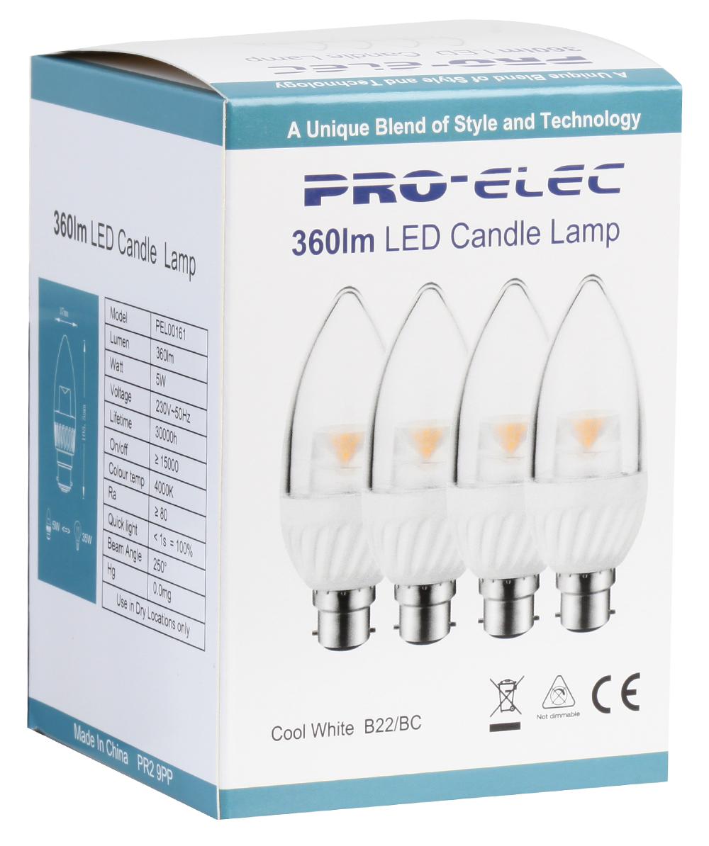 Pro Elec Pel00161 Led Lamp, Candle, 4000K, 320Lm, 30W