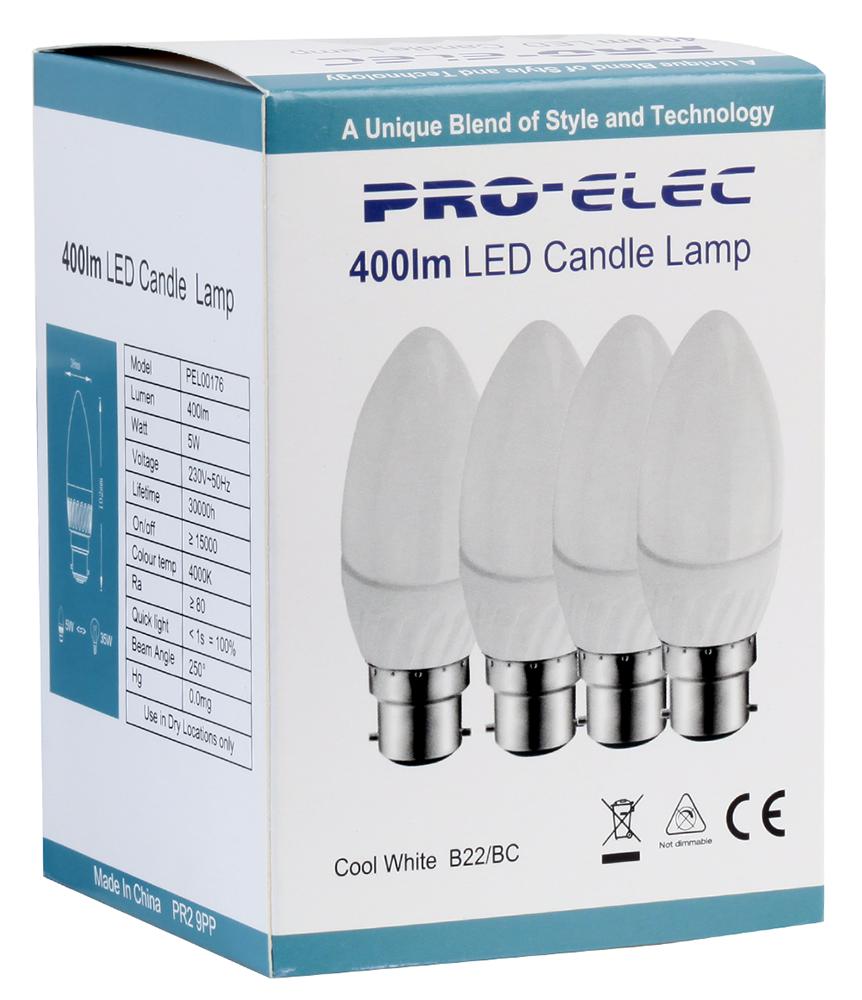 Pro Elec Pel00176 Led Lamp, Candle, 4000K, 400Lm, 35W