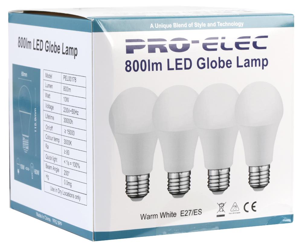 Pro Elec Pel00178 Led Lamp, Frosted, 3000K, 806Lm, 60W