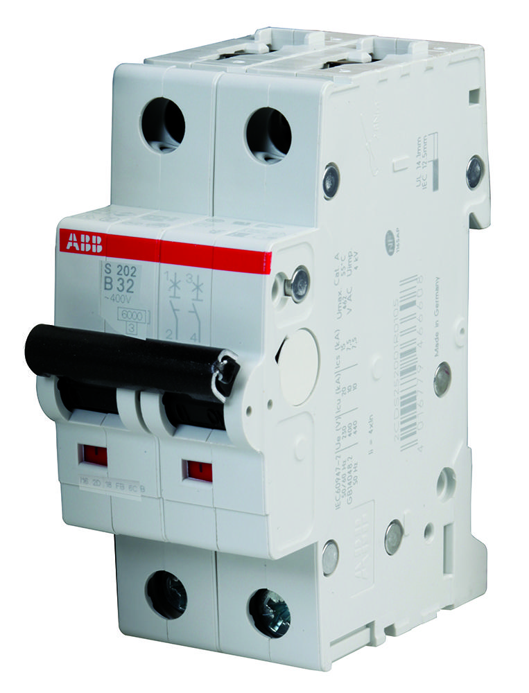 Abb S202-B32 Circuit Breaker, Thermal Mag, 2 Pole