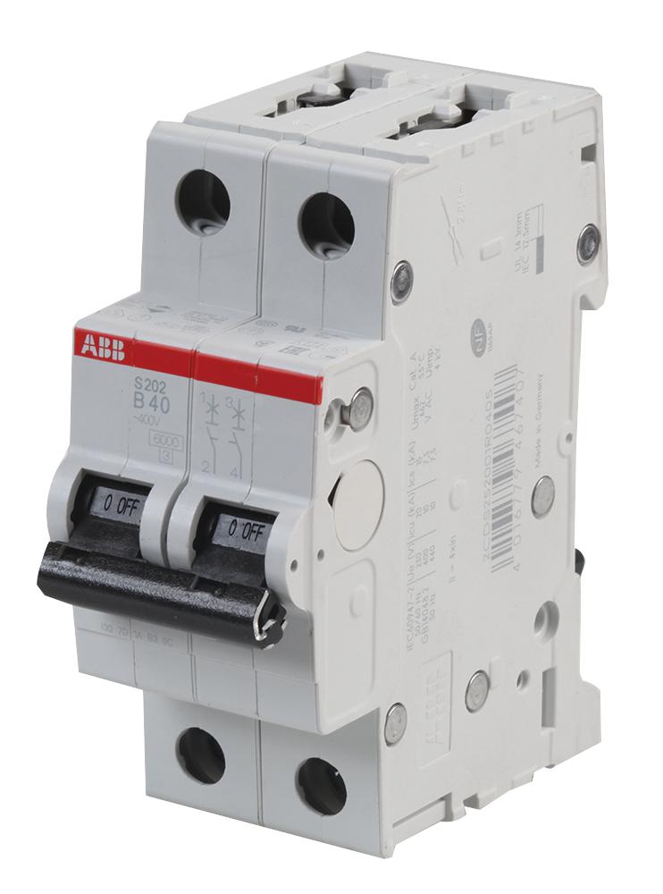 Abb S202-B40 Circuit Breaker, Thermal Mag, 2 Pole