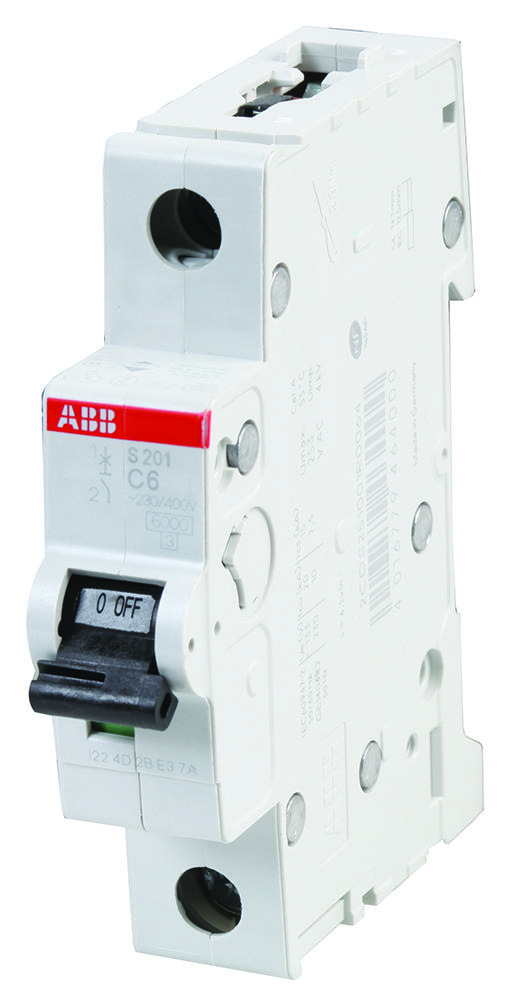 Abb S201-C6 Circuit Breaker, Thermal Mag, 1 Pole