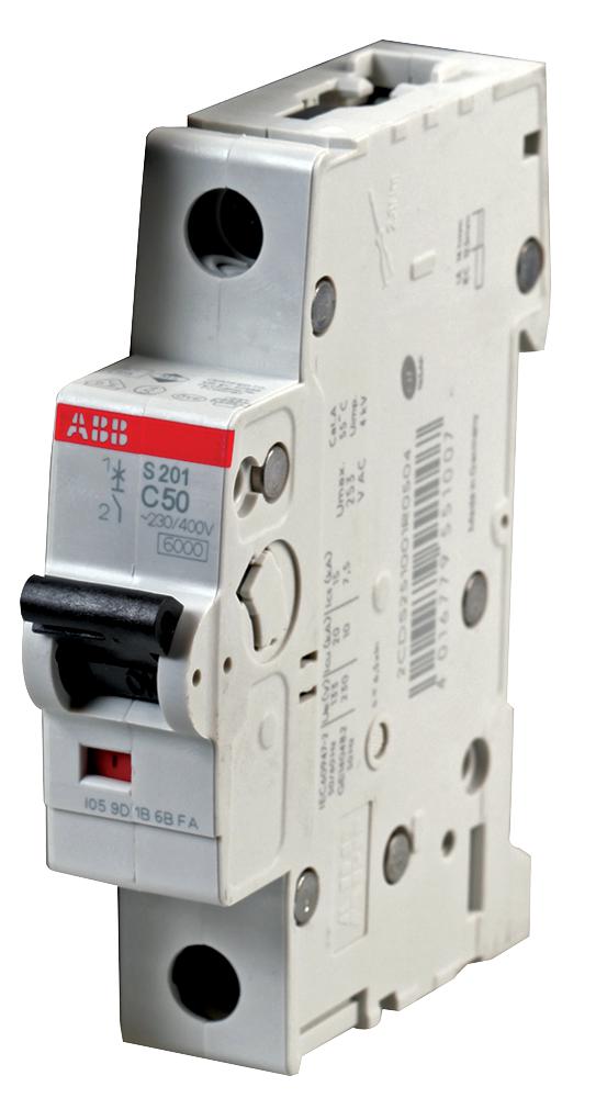 Abb S201-C50 Circuit Breaker, Thermal Mag, 1 Pole