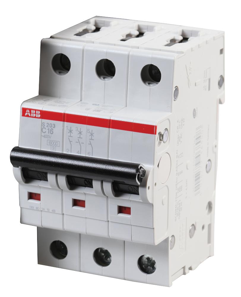 Abb S203-C16 Circuit Breaker, Thermal Mag, 3 Pole