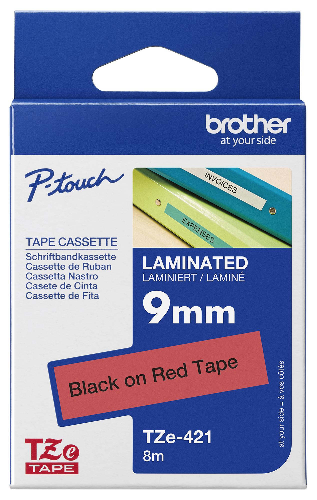 Brother Tze421 9mm Black On Red Tape