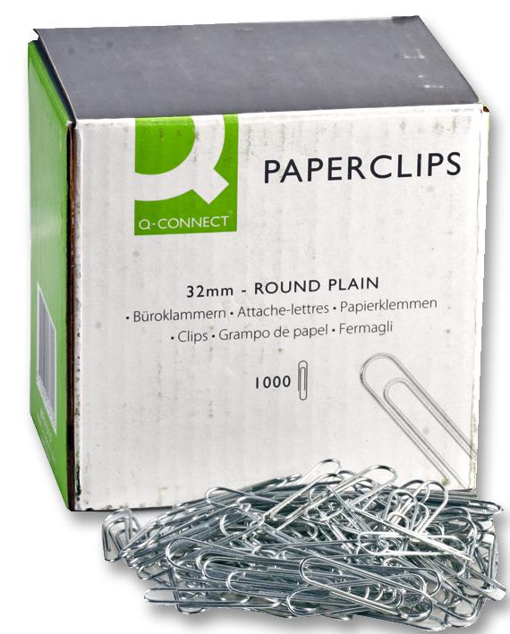 Q Connectorect Kf01315 Paper Clips Plain 32mm 1000Pk