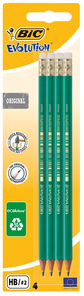 Bic 8902752 Eco Evolution 655 Hb Pencil, Pk4