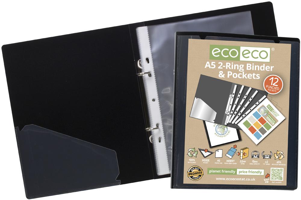 Eco-Eco Eco045 A5 Ring Binder & 12 Punched Pockets