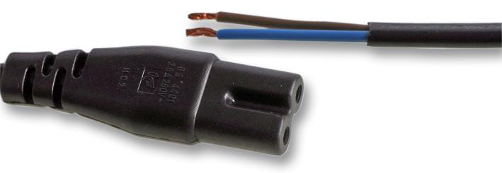 Pro Elec Pe01039 Lead Fig 8 (C7) To Bare End Black 2M