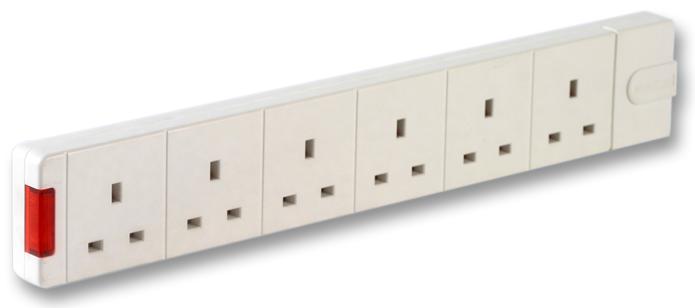 Pro Elec 95668 Trailing Socket, 6Way, White