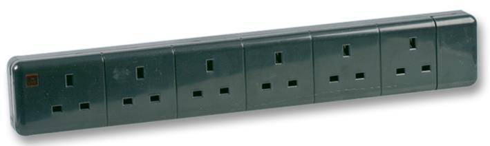 Pro Elec 95668B Extension Socket 6 Gang Black