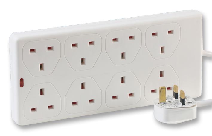 Pro Elec Pel01379 Power Strip, 8 Outlet, 13A, 250V, 2M