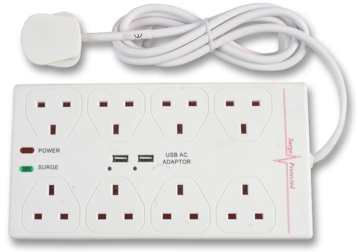 Pro Elec 2808Su Extension Lead 8 Way Surge Protected