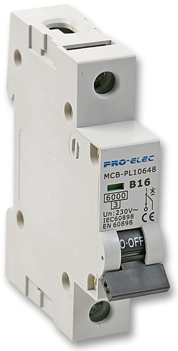 Pro Elec Aub1 16A Thermal Mag Ckt Breaker, 1P, 16A, 230Vac