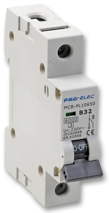 Pro Elec Aub1 32A Thermal Mag Ckt Breaker, 1P, 32A, 230Vac