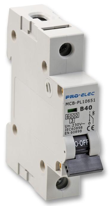 Pro Elec Aub1 40A Thermal Mag Ckt Breaker, 1P, 40A, 230Vac