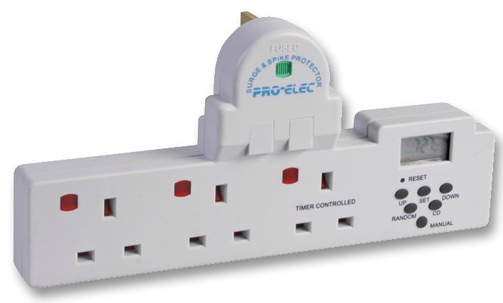 Pro Elec 2338T Travel Adapter, 250V, 13A, Wht