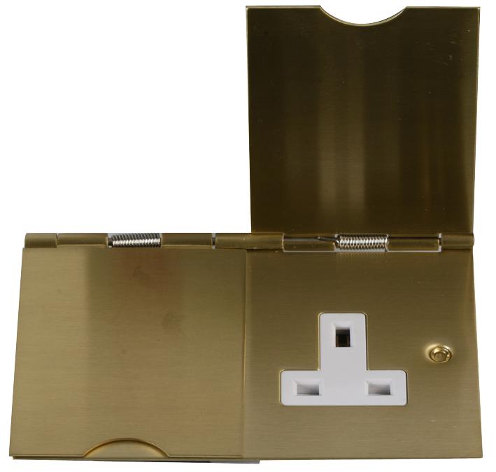 Pro Elec 9142Fsb Floor Socket 2 Gang Brass Effect