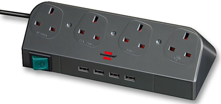 Brennenstuhl 1153543134 Power Outlet Strip, 4 Outlet, 1.8M, 230V