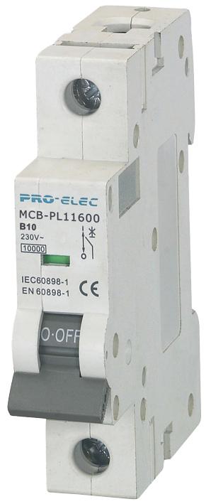 Pro Elec Aub7 1P  B10A Thermal Mag Ckt Breaker, 1P, 10A, 230Vac