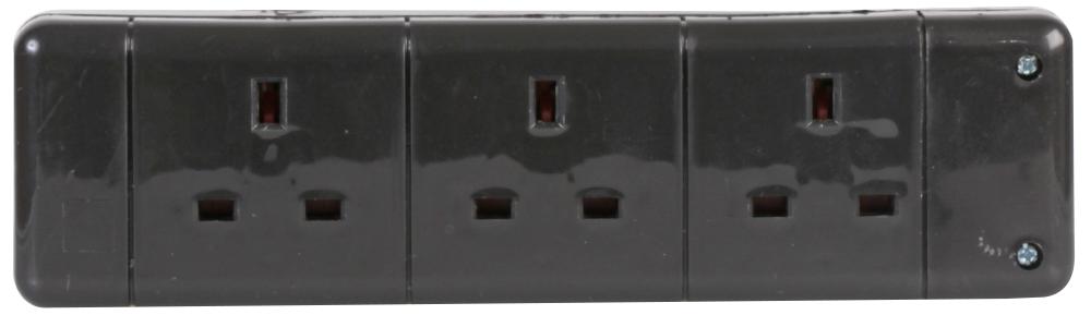 Pro Elec 9338 Black Extension Socket 3 Gang Black