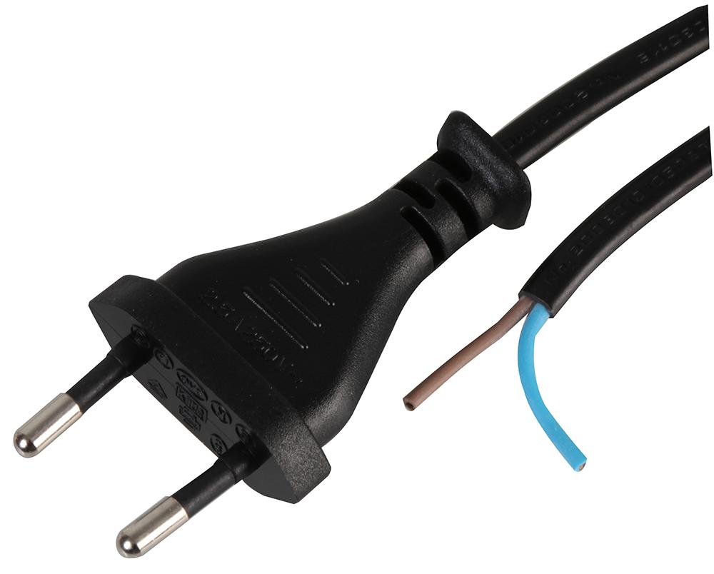 Pro Elec Pe01043 Lead 2 Pin Eur0 Plug-Bare End 2M Blk