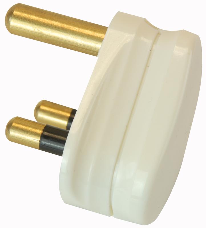 Pro Elec 888 Mains Plug, Round Pin, White 15A