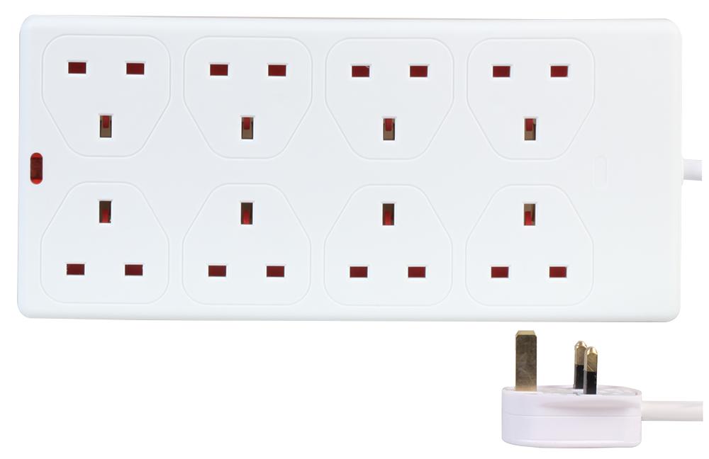 Pro Elec Pel01378 Power Strip, 8 Outlet, 13A, 250V, 1M