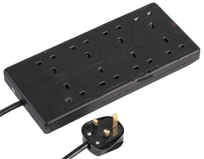 Pro Elec Pel01375 Power Strip, 8 Outlet, 13A, 250V, 2M