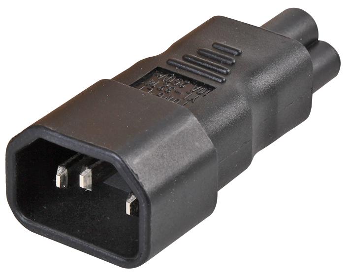 Pro Elec Pel00520 Adapter, 3Pos, Iec C14-C5, 10A/250V, Blk